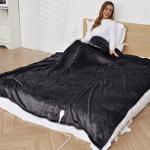Dark Grey Electric Blanket 62&quot; X 84&quot; Twin Size Double Sided Flannel Heated - £37.51 GBP