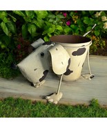 Rustic Garden Puppy Dog Planter Flower Pot Holder Coil Bobblehead &amp; Tail... - £22.24 GBP