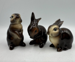 Vintage Goebel West Germany Bunnies Rabbits Figurines Brown Set Of 3 3&quot; - £32.42 GBP