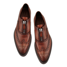 Handcrafted Men Brown Color Genuine Leather Wing Tip Rounded Toe Stylish Shoes - £119.89 GBP+