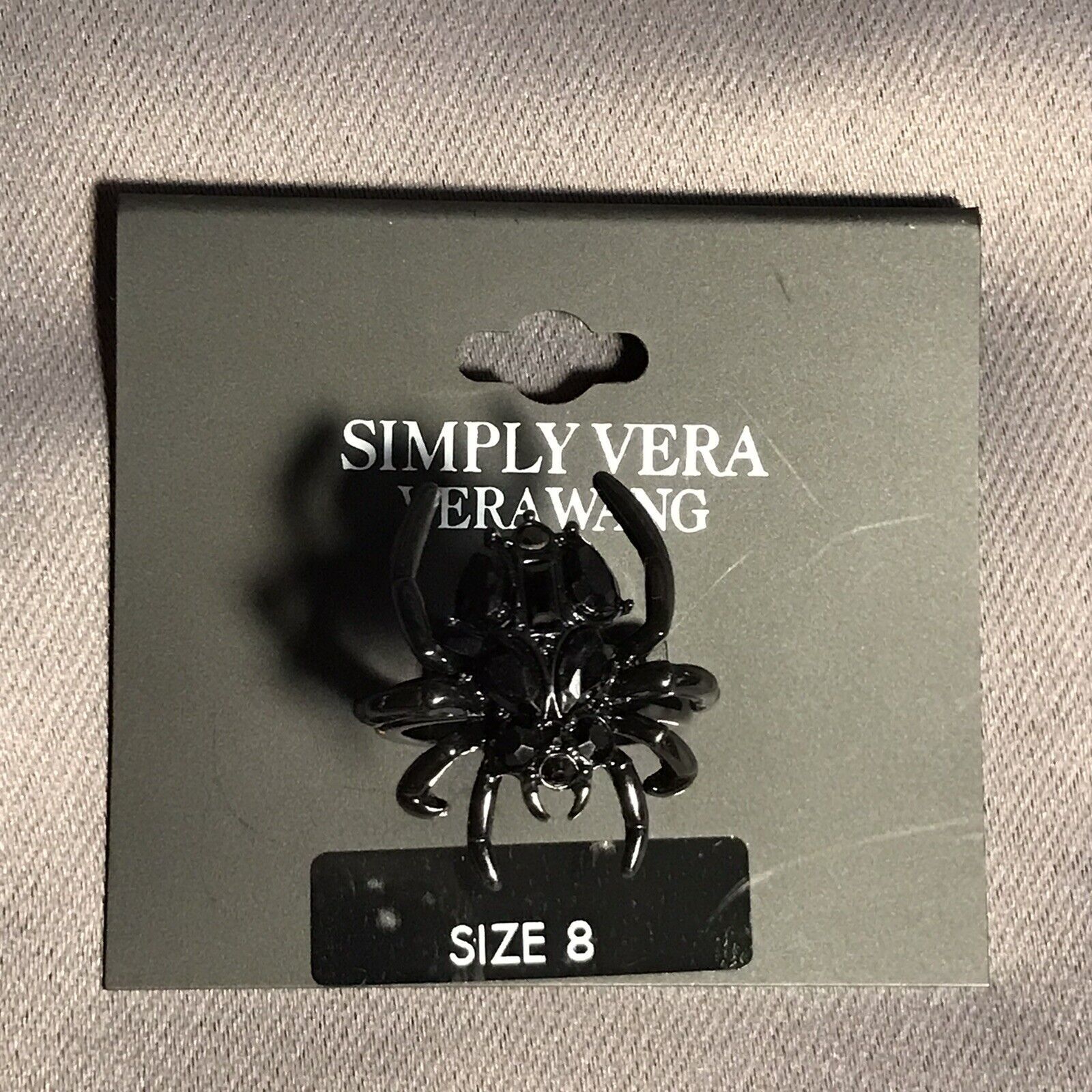 Simply Vera Wang Jewelry Jet Black Tarantula Spider Fashion Statement Ring Sz 8 - $24.95