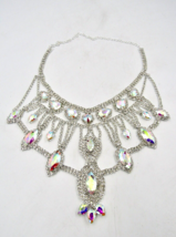 Luxury Artificial Crystal Rhinestone Formal Necklace For Women - Silver Color - £15.25 GBP