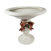 Fitz and Floyd Christmas Classics Holly Ribbon Florentine ? Round Compote 10.5&quot; - £119.53 GBP