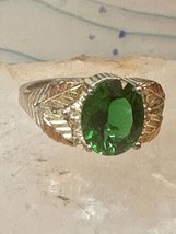 Black Hills Gold ring size 10.75 Green band sterling silver women - £120.41 GBP