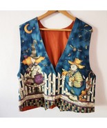 Vintage 80s 90s Halloween Vest Witch and Scarecrow Vest Cute Ghost Bats ... - $47.86 CAD