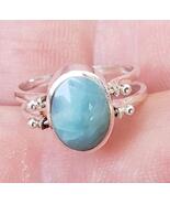 Flip 2in1 LARIMAR-CONCH gemstones 925 sterling silver reversible ring (m... - $708.92 MXN