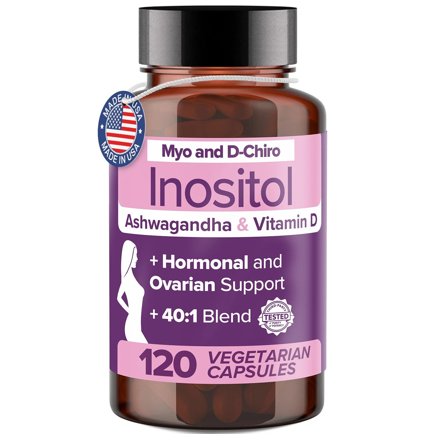Myo-Inositol Supplement for PCOS with Ashwagandha and Vitamin D - 120 Ca... - $78.76
