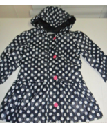 3 POMMES Polka Dot Print Rain Coat with Hood Button &amp; Zipper Closure Sz 2 - £7.86 GBP