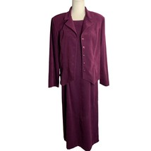 Vintage 90s Sag Harbor Suit Dress 12 Purple Sleeveless Zip Button Up Jacket - £20.43 GBP