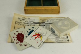 Vintage Toy Playing Cards Sealed With Tax Stamp Horse Head in Floral Wood Box - £12.42 GBP