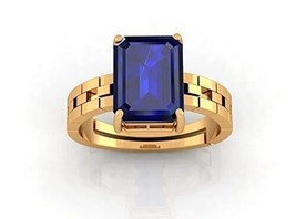 3.25 Ratti 2.00 Certified Original Blue Sapphire Gold Plated Ring Panchdhatu Ad - £23.86 GBP