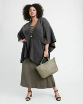 NWT New Womens OS 1X 2X 3X Wrap Plus 100% Cashmere Cape Cardigan Sweater Gray Dk - £275.39 GBP