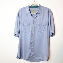 Tommy Bahama Mens Button Up Short Sleeve Light Blue Shirt Cotton Blend Large - £11.82 GBP
