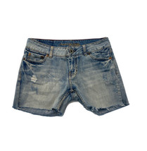 American Eagle Hipster Jean Shorts Cut Off Womens 4 Regular Blue - £6.26 GBP