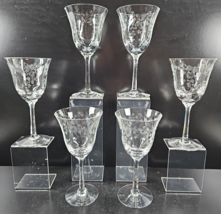 6 Lenox Castle Garden Water Goblet Set Vintage Clear Floral Etch Optic Bowls Lot - £158.00 GBP