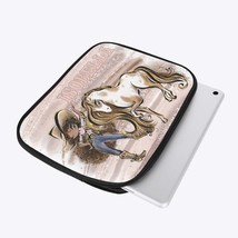 iPad Sleeve - Howdy, Cowgirl and Horse, Brunette Curly Hair, Olive Skin,... - £25.24 GBP