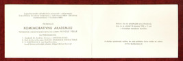 1953 Anniversary NIKOLA TESLA Invitation Croatia Serbia Yugoslavia Science - £7.30 GBP