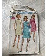 Vintage Simplicity 7853 A-Line Dress Front Dart  Sewing Pattern Women Sz 12 - £23.13 GBP