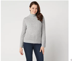 Lisa Rinna Collection Small Heather Grey Textured Wide Sleeve Sweater A3... - £11.06 GBP