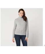 Lisa Rinna Collection Small Heather Grey Textured Wide Sleeve Sweater A3... - $19.22 CAD
