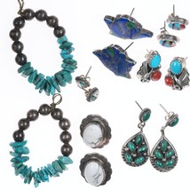 7pr Vintage Southwestern sterling silver  earrings - £218.30 GBP