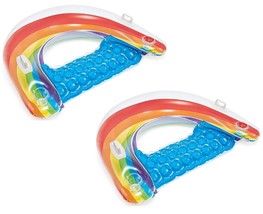 Intex Sit footN Float Inflatable Pool Float 60inch x 39inch Rainbow 2Pack - £45.16 GBP