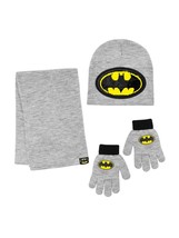The Batman Boys Hat Glove &amp; Scarf 3 Piece Set Black &amp; Gray Reversible Se... - £10.65 GBP