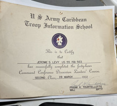 Korean War Era US Army Caribbean School Certificate - £11.91 GBP