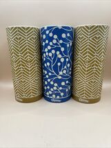 Kleenex Perfect Fit Canister Tissues Set of 3 Blue &amp; Gold Prints Home Décor - $27.23