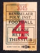 Rensselaer Polytechnic Institute Vintage School Football Game Ticket Stub c1950s - £16.07 GBP