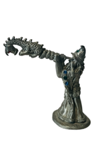 Pewter dragon figurine wizard rawcliffe signed Spoontiques telescope gem... - £31.54 GBP