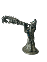 Pewter dragon figurine wizard rawcliffe signed Spoontiques telescope gem... - £31.69 GBP