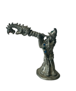 Pewter dragon figurine wizard rawcliffe signed Spoontiques telescope gem... - £31.02 GBP