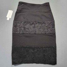 Joe B Skirt Womens XS Black Stretch Whimsy Goth Lace Pencil Classic Midi Tube - £11.47 GBP