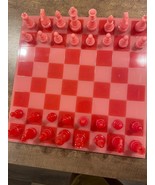 Chess Set | Pink | Red Satin | Resin Chess Set | Board Game | Checkers - $75.00