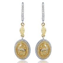Ohrhänger Ohrringe 3.41 Karat Ovaler Marquise Rund Gelb Diamant 14k Weis... - $122,046.69 MXN