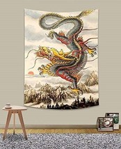 Chinese Wall Tapestry Hanging Asian Bedroom Decor Dragon Art Psychedelic Trippy - £23.96 GBP