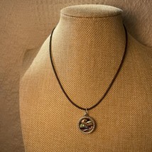 Premier Designs Jewelry Silver Ephesians 4: 2-3 Necklace WOMEN Brown Leather VTG - £13.45 GBP