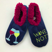 Snoozies Women&#39;s Wine Not Non Skid Soles Dark Blue Large 9/10 - $12.86