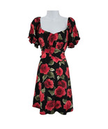 Pie In The Sky Red Roses Floral Dress Womens Size XL Tie Back - $21.77