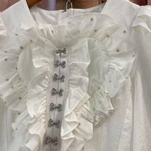 Fashion White Blouse for Women 2021 Korean Style Early Autumn New Heart Ruffled  - £114.31 GBP