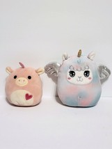 Lot Rare Mini Squishmallows 3.5&quot; Zoe Unicorn w/ Heart &amp; 5&quot; Mystery Squad Unicorn - £6.42 GBP