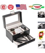 Luxurious Black 3-Slot Watch Storage Case - Polished Finish and Glass Lid - $590.63 MXN