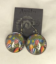 VTG Hot Air Balloon Earrings 3D Convex  Design Pierced Adventure Bucket List Sky - £11.89 GBP