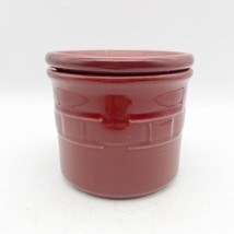 Longaberger Pottery 1 Pint Salt Crock Woven Traditions Paprika Red Maroon USA - £19.66 GBP