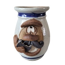 Handmade Eakin Pottery Cookie Cowboy 9 in Cookie Jar No Lid Funny Face - £47.73 GBP