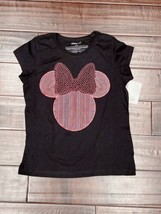 NEW Disney - Minnie Mouse Head Design- Girls Black T-Shirt - Sizes X-Large (14)  - £11.77 GBP