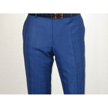 Men Suit By Renoir Window pane English Plaid Slim Fit Side Vents Fit 291-20 Blue image 5