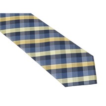 Men's Nicole Miller Tie Classic Woven Silky Feel #Nicole-3 Yellow Blue Checker image 4