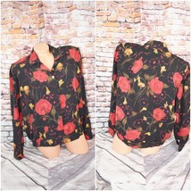 Allison Daley Vintage Size Large Petite Shirt Blouse Roses - £19.20 GBP